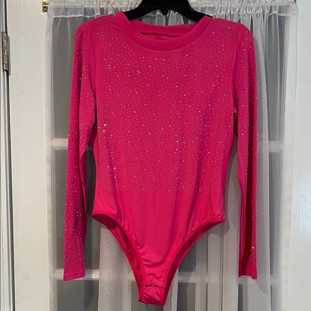 Pink Rhinestone Bodysuit